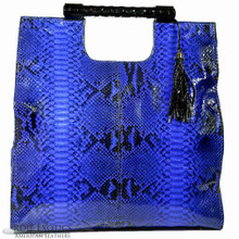 Resort Tote Convertible - Electric Blue Python Trimmed in Alligator