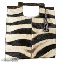 Resort Tote - Zebra and Dark Brown Alligator