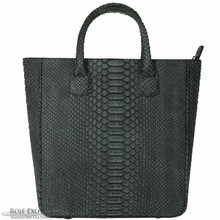 Shopping Tote - Black Suede Python