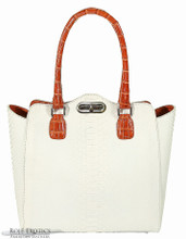  Winged Shopping Tote - White Python & Orange Alligator 