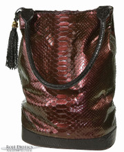 Bucket Bag - Pearlized Burgundy Python Trimmed in Alligator 