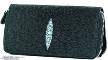 Zippered Wallet - Stingray - Black Caviar 