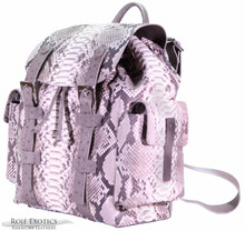 Backpack - Reticulated Python & Ostrich - Natural Markings Matte (Trimmed with Grey Ostrich) 