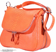 Zippered Messenger Saddle Bag - Python - Orange Matte