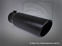 Black Powder Coated Exhaust Muffler Tip Round Forward Slash Cut Rolled Inward Double Wall 2.25 Inlet OD 4 Outlet ID Red Tail Performance #RTP-030B 