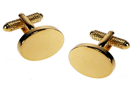 Gold coloured oval cufflinks