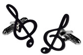 Striking Black Treble Clef Cufflinks with a Special Crystal Sparkle!