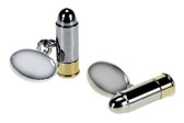 Silver plated Bullet style chain link cufflinks