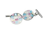 Round Silver Mother of Pearl cufflinks