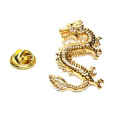 Golden Lucky Dragon Lapel Pin Badge