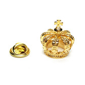 Golden 3D Crown Lapel Pin Badge