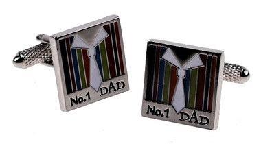 No 1 Dad Cufflinsk : Multi coloured shirt with white tie design