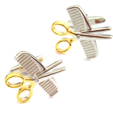 Two Tone Comb & Scissors Cufflinks