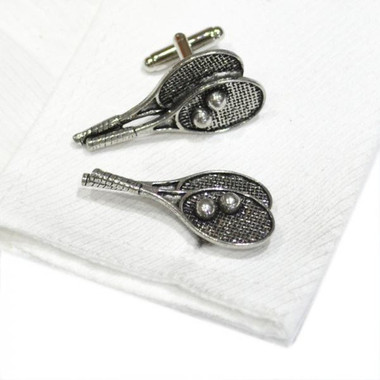 Pewter Tennis Racquets Cufflinks: perfect for  traditional double cuff (French Cuff) shirts