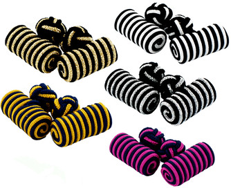 Stripy material knot cufflinks: excellent value and a choice of colours