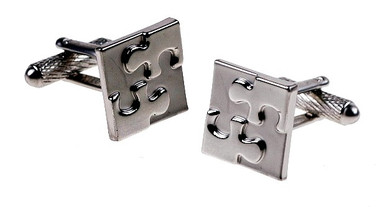 Square Cufflinks with jigsaw puzzle pieces design