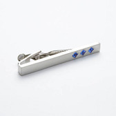 3 diamond shaped sapphire crystals sparkle from this sleek tie bar