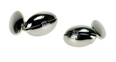 Silver plated Rugby Ball design chain-linked cufflinks