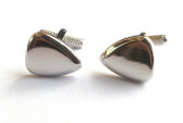 Rhodium Plectrum Shaped Cufflinks (if require engraving there is an additional charge)