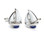 Yacht Cufflinks : white sails, blue keel