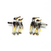 Two Tone Pair of Penguins Cufflinks