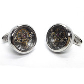 Fascinating, funky - and formal all at the same time: Steampunk encased gears cufflinks - with moving escapement!