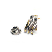 Two Tone Pair of Penguins Lapel Pin Badge