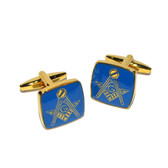 Square Masonic Cufflinks with the Masonic square and compasses design featuring the letter G