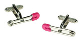 Pink safety pin design cufflinks
