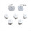 White & Silver Enamelled Masonic Cufflinks & 5 Button Stud Set