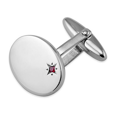 Sterling Silver Cufflinks with offset Ruby star design