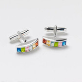 Curved Silver Design set with Multi Coloured Cubic Zirconia