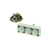Three Golf Balls Set in chrome box Lapel Pin Badge