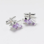 Sterling Silver Cufflinks with lilac colour cubic zirconia 
