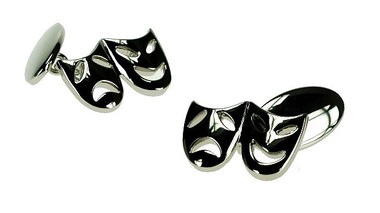 Silver Plated chain-linked Drama Masks Cufflinks
