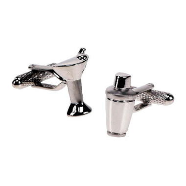  Cocktail Shaker and Glass Cufflinks