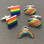 Striped Multi-coloured cufflinks shown here with Rainbow Coloured Lapel Pin Badge (lp32) and Square Rainbow Colour cufflinks (clw717)