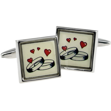 Hearts and Rings: Wedding or Engagement Cufflinks