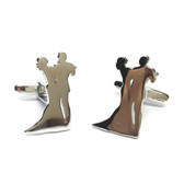 The elegance of a couple ballroom dancing depicted in cufflinks