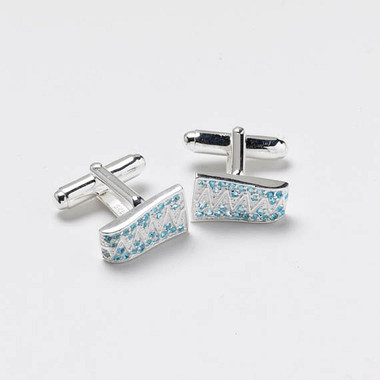 Sterling Silver with Blue Cubic Zirconia Cufflinks