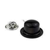3D Black Bowler Hat Lapel Pin Badge