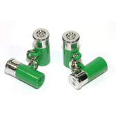 Green and silver coloured chain-link cartridge cufflinks