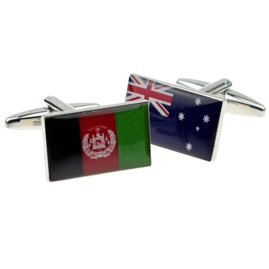 One of each: Afghanistan Flag and Australian Flag Cufflinks
