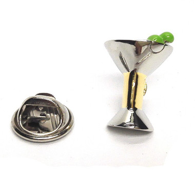  Two Tone Cocktail Martini Glass Lapel Pin Badge