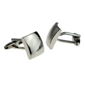 Dome Shaped Square Rhodium Plated Cufflinks 