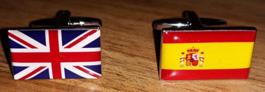 One Union Jack and One Spanish Flag Cufflinks