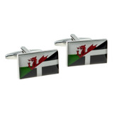 Mock up image of Welsh and Cornish flags combined cufflinks