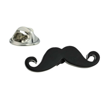 Black Curly Moustache Lapel Badge 