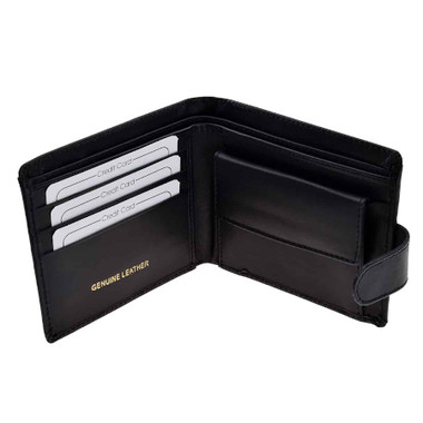 Black Leather Wallet with front closure 