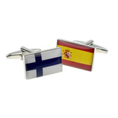One of each flag cufflinks : Finland and Spain